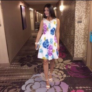 Calvin Klein Sleeveless Fit & Flare Watercolor Dress Size 4